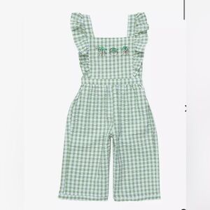 Star Wars the Mandalorian Green Gingham Ruffle Jumpsuit